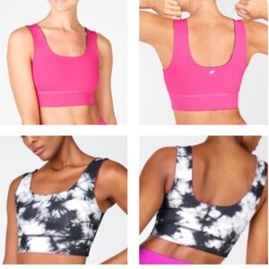 Fabletics Harlow Reversible Sports Bra Sz M Fiesta/Static